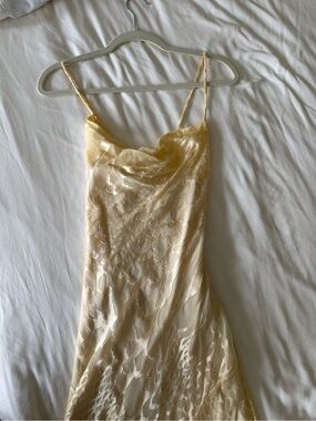 Astr Cream Satin Slip Dress with Heart Jacquard